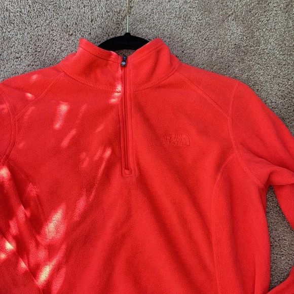 North Face‎ Neon Bright Pink Quarter Zip Pullover Polartec Fleece Jacket Coat - Picture 9 of 13